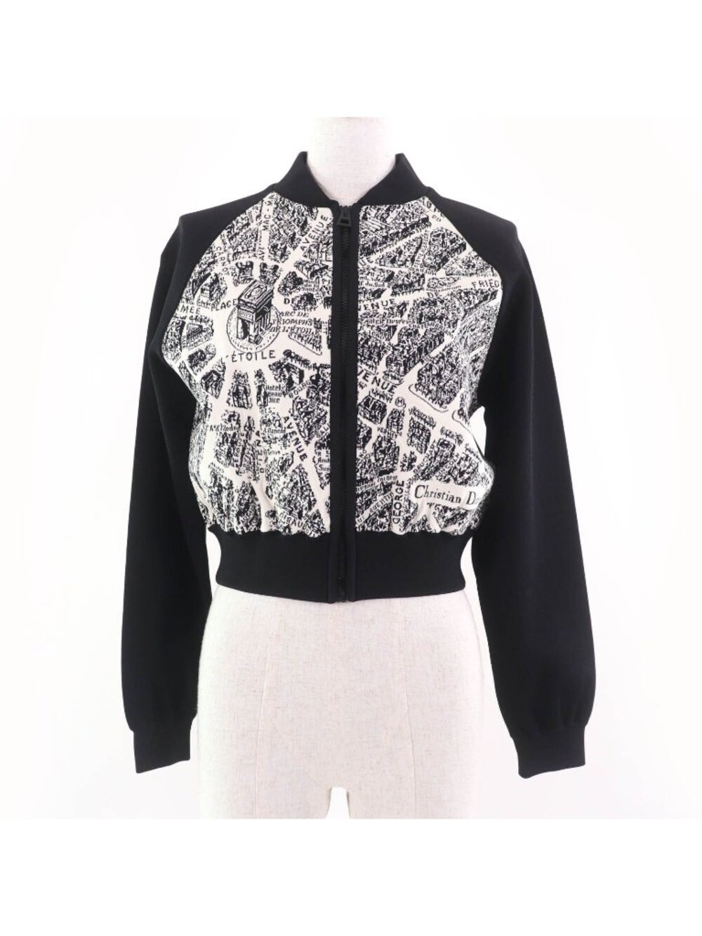 Dior Plan de Paris Cropped Knit Bomber Jacket 40